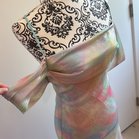 Amanda Uprichard Jacinta Rainbow Sequin Dress in Glow - Picture 6 of 9